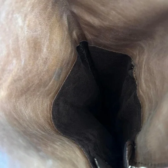 Knee-high brown leather boot buckle size 8.5 boho western riding moto - Picture 7 of 8